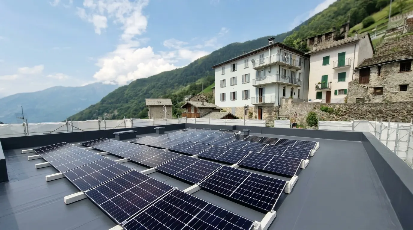 Impianto fotovoltaico su tetto ad Albaredo per San Marco, Valtellina